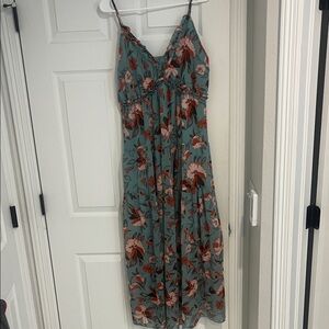 Floral Maxi Dress in Blue and Brown